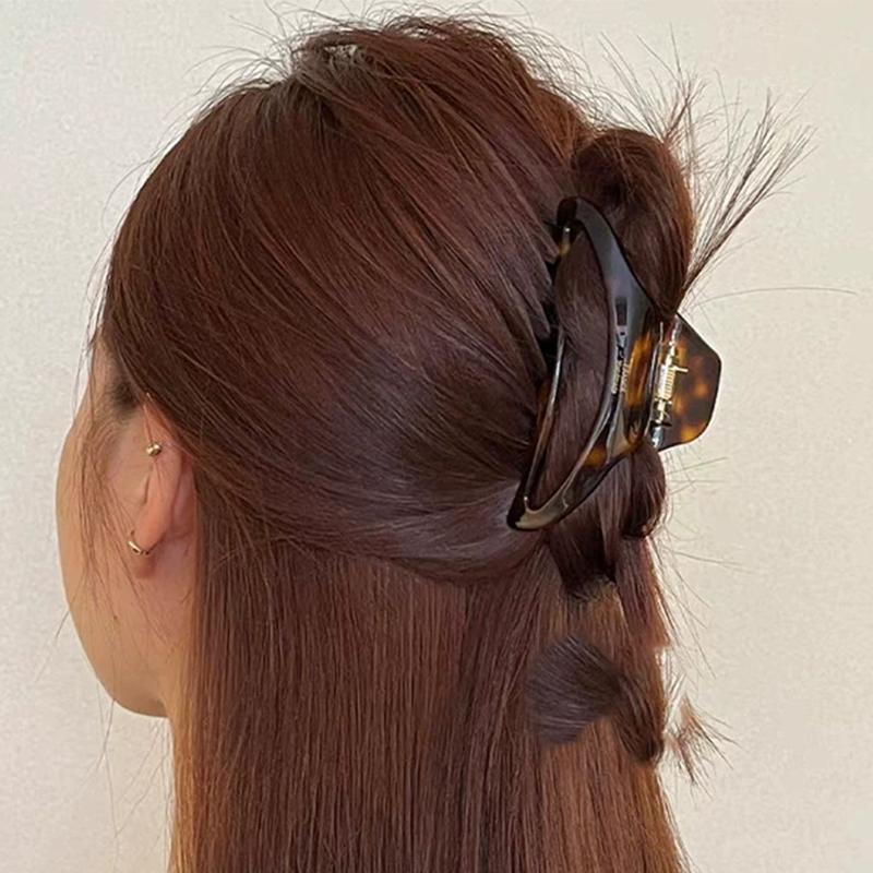 French Acetic Acid Print Hollow Hair Claws for Women Simple Large Shark Clip Back of Head High Volume of Hair Accessories