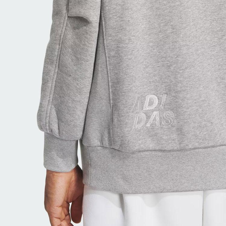 Adidas All Szn Oversized Sweatshirt Solid Color Letter Logo Embroidery Detail Sports Crew Neck Pullover Men Sweatshirt Medium-Gray IX6821