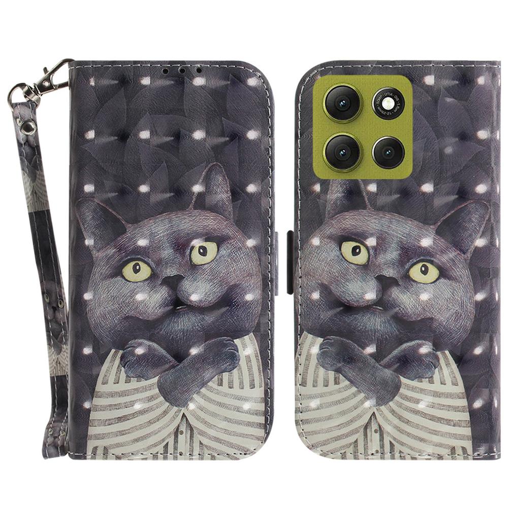 For Motorola Moto G86 5G Case Pattern Printing Leather Wallet Phone Cover with Wrist Strap