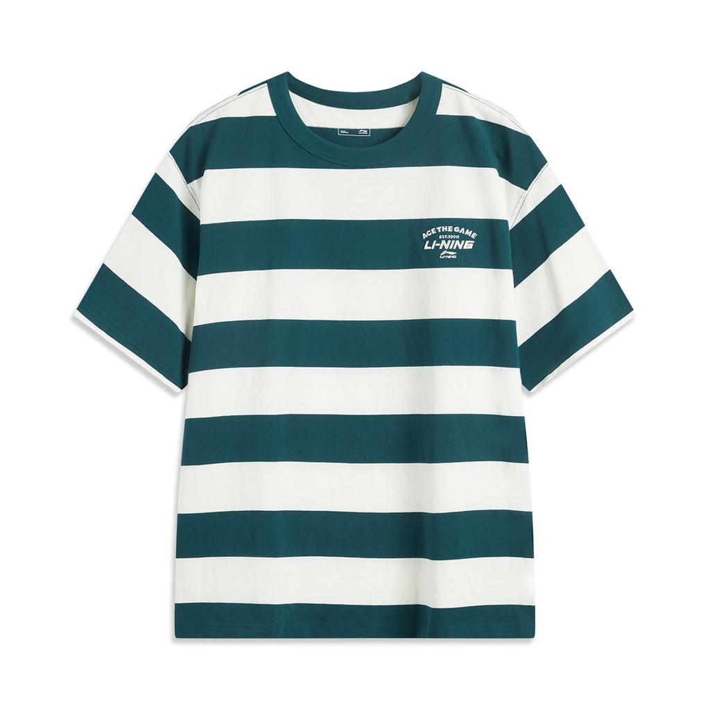 Li Ning Sports Trend Series Comfortable Simple Fashion Round Neck Loose Fit Letter Print Short Sleeve T-Shirt Unisex T-Shirt White Green AHSV227-2
