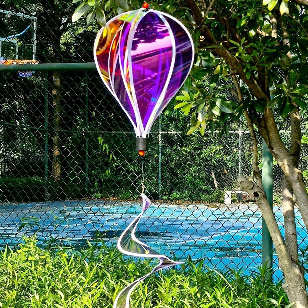 Giant Size Hot Air Balloon Spinners Rainbow Colors Color-changing Film Wind Spinners Striped Tie Dye Plastic Material
