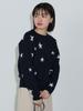 Beams Heart Star Print Crew Neck One Size Women's L/S Knit, Navy,