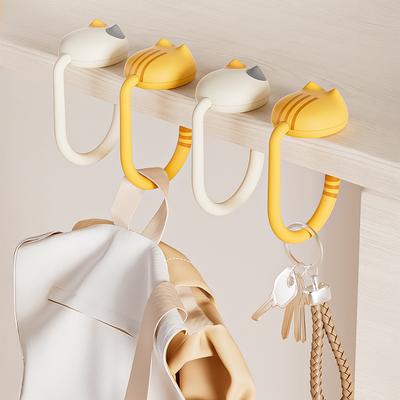 1pc/2pcs Cute Cat Tail Desk Edge Hook Portable Multifunctional Table Bag Hooks Schoolbag Storage for Home School Office Saving Space