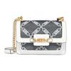Heather Monogram Ketting Magnetische Sluiting Kunstleer en Stof Schouder Crossbody Tas Mini Dames Tassen 32S4G7HC0J-BLK/OPTICWHT