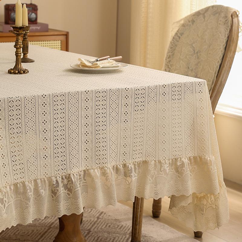 New Nordic Retro Lace Tablecloth Dustproof Heat Insulation Beautification Dining Table Cloth Coffee Table Cover