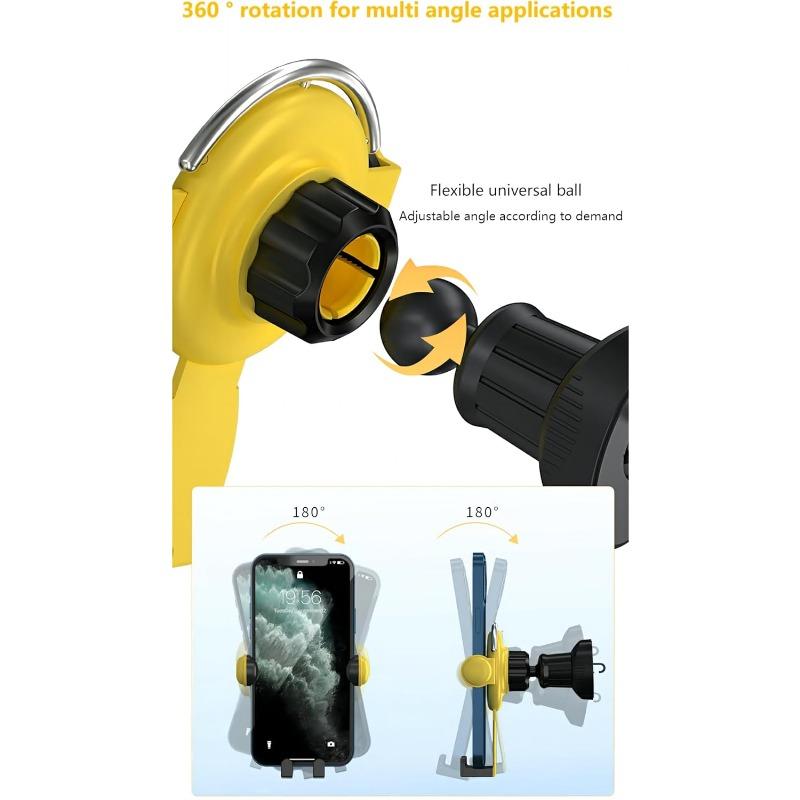 Smiley Face Car Phone Holder Multifunctional Event Navigation Mount Mobile Cell Stand with Hook Tail Clamp for iPhone 16 Samsung