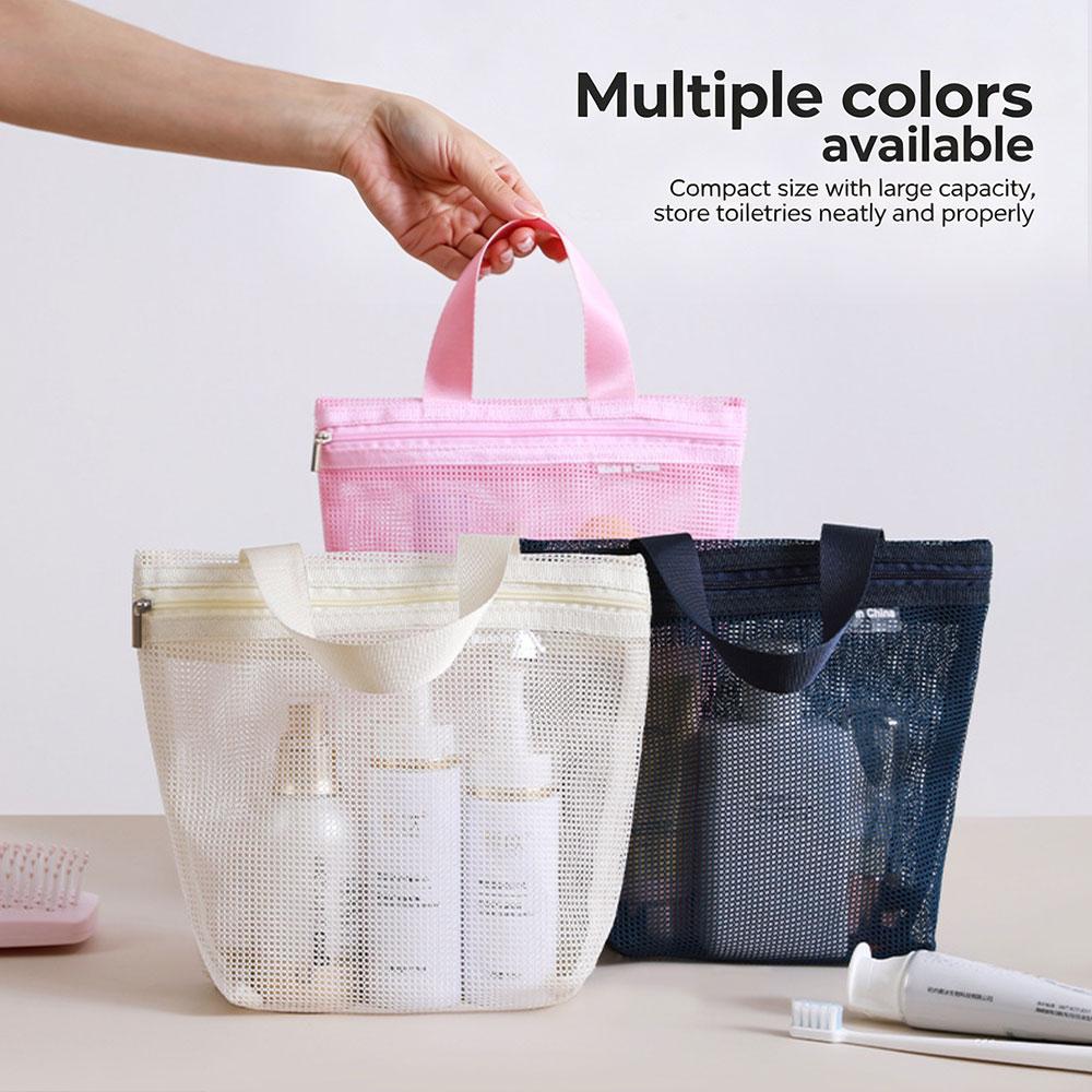 Mesh Makeup Toiletry Storage Bags Portable Travel Makeup Handbags Shower Tools Organizer Hanging Cosmetic Organizer Pouch
