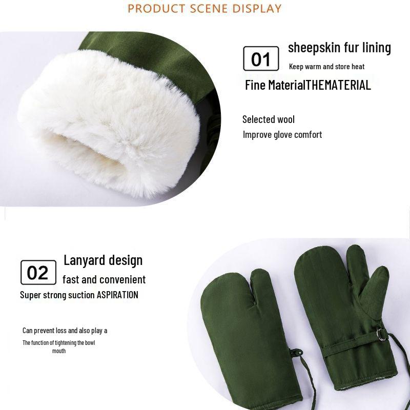 Wool Winter Fur Gloves - Thick, Windproof, Extra Warm Snow Gloves for Labor Protection