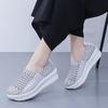 Lady Summer Breathable Slip on Beach Shoes Women Casual Platform Elevator Braided Blue White Sneakers Plus Size