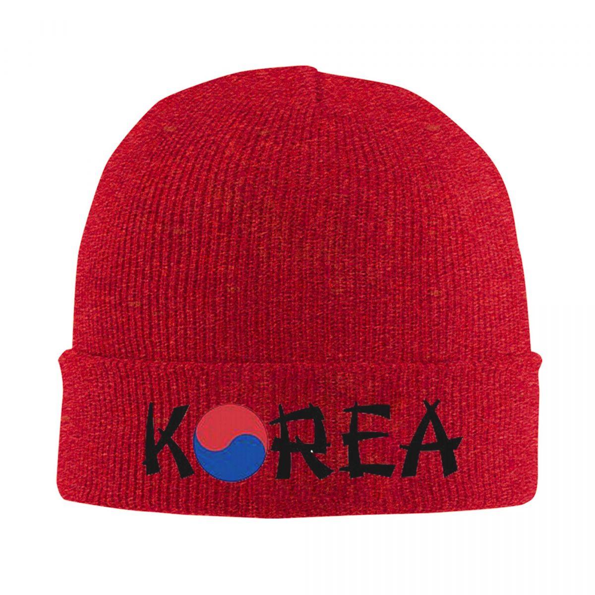 

South Korea Flag Warm Knitted Cap Fashion Bonnet Hat Autumn Winter Outdoor Beanies Hats for Men Women Adult One Size