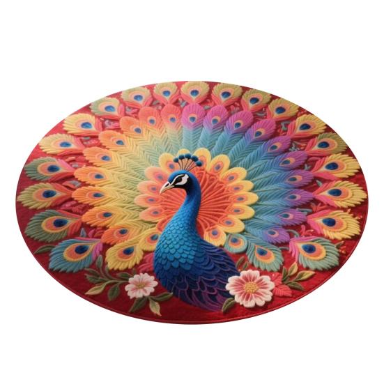 Peacock Indoor Door Mat Non Slip Front Door Mat Peacock Animal Feathers Floor Area Rug for Entryway Living Room Bathroom