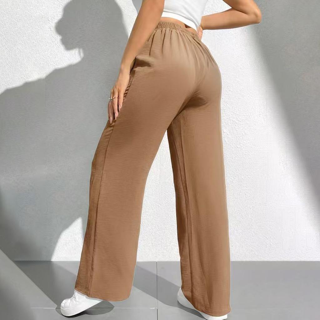Women's Loose High Waist Color Straight Pocket Casual Sweatpants