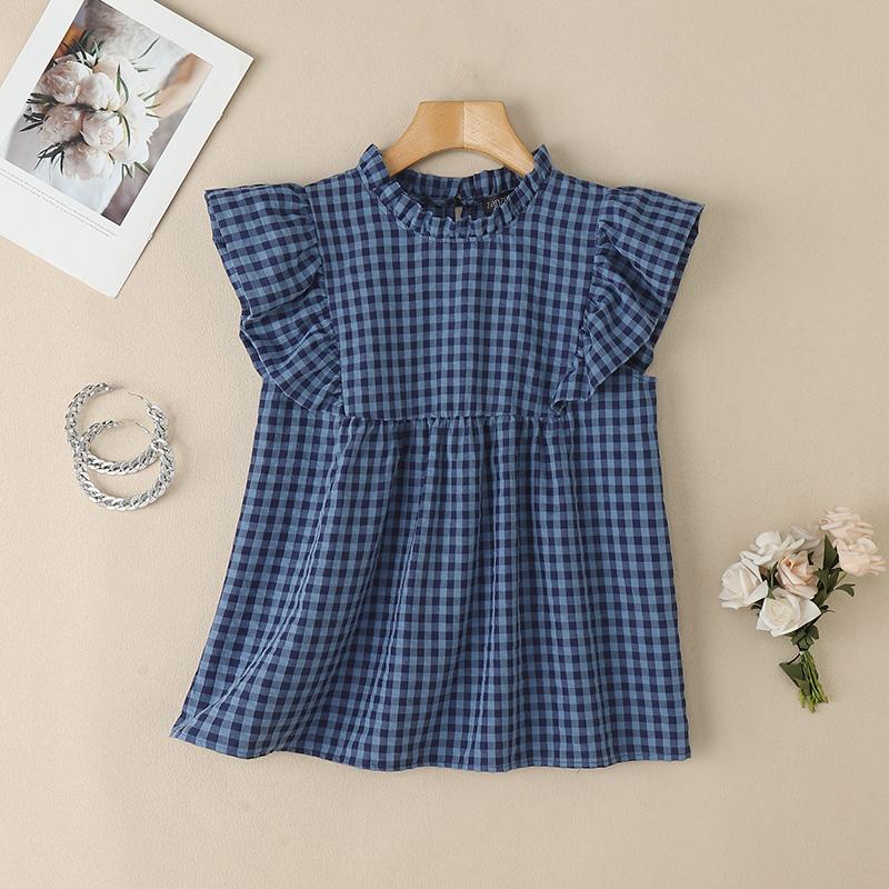 ZANZEA Damen Sommer Bluse mit Gittermuster, lockere Kurzarmbluse