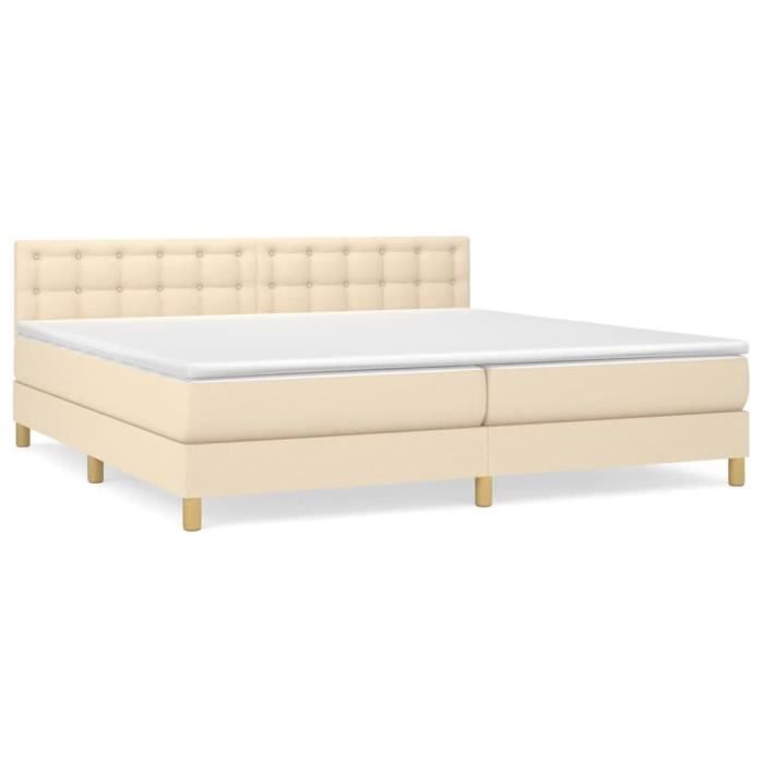 3140966 vidaXL Divan Bed with Mattress Cream 200x200 Cm Fabric