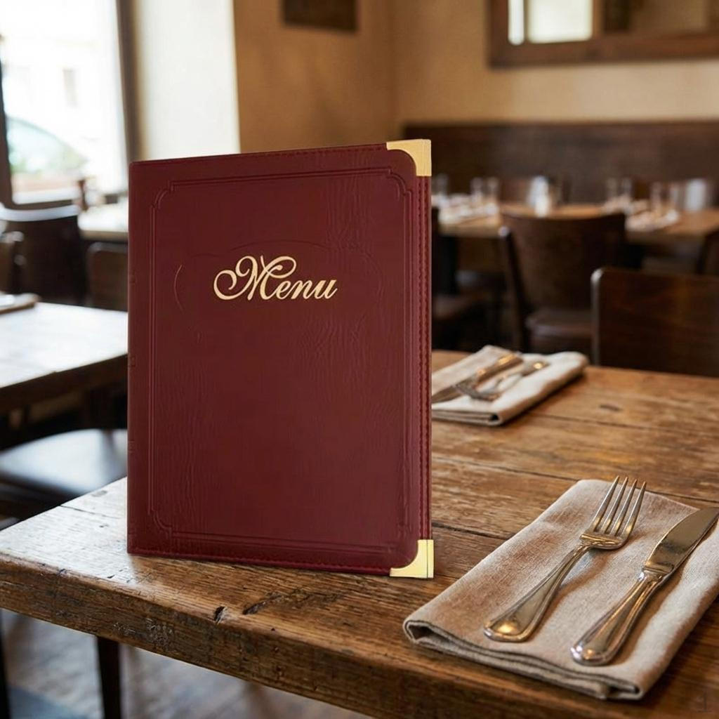 

Cover, Menu Holder, Folder for Drinks, Cafes, Hotels, Weddings красный