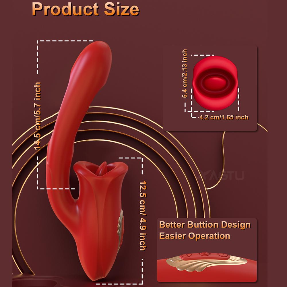 Tapping Flapping Vagina Dildo Vibrator for Women Bitting Oral Tongue Licking Clit Sucker Clitoris Stimulator Sex Toy for Women