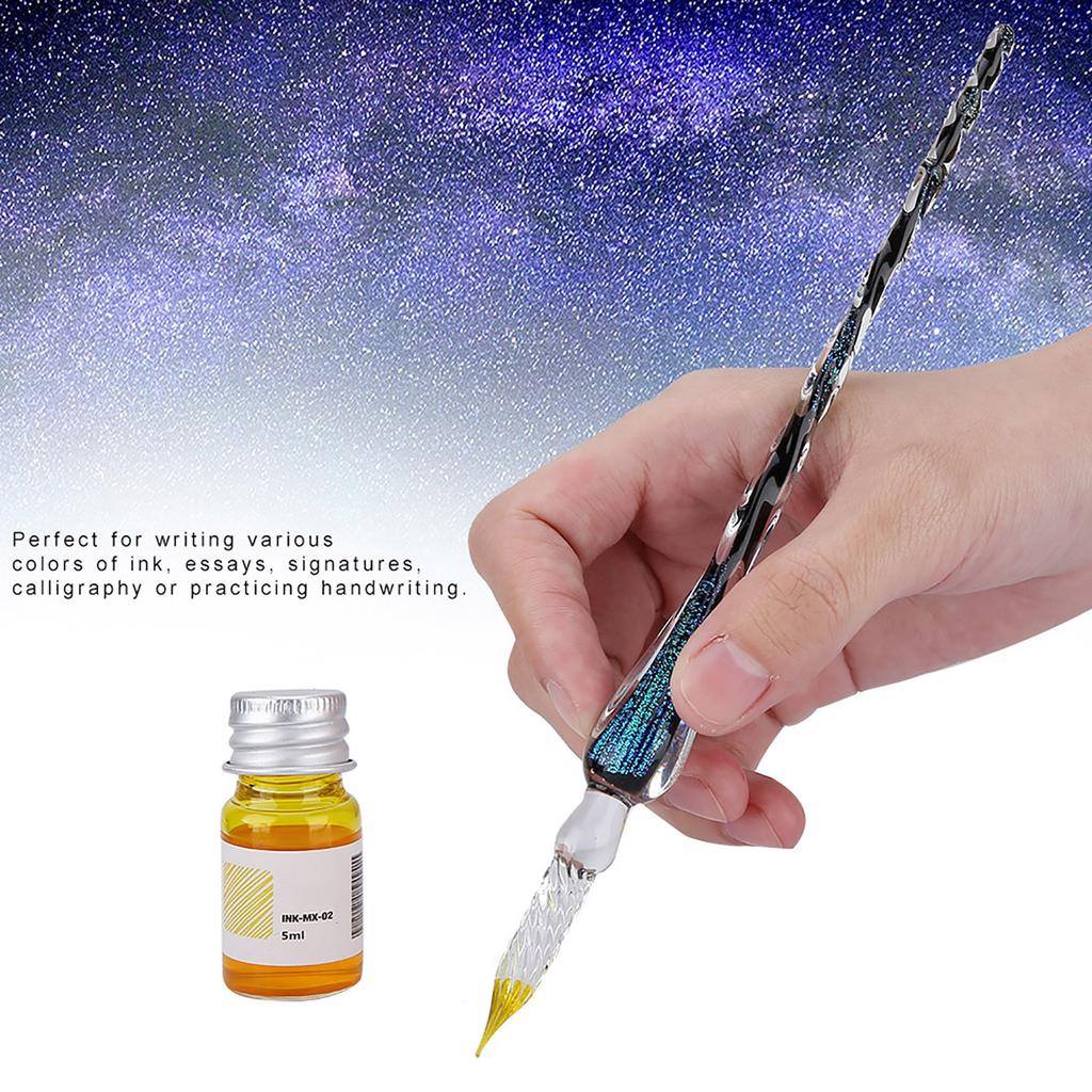 Glas-Dip-Stift Signatur-Tinte Stift Füllfederhalter Set mit Tintenhalter Bunt