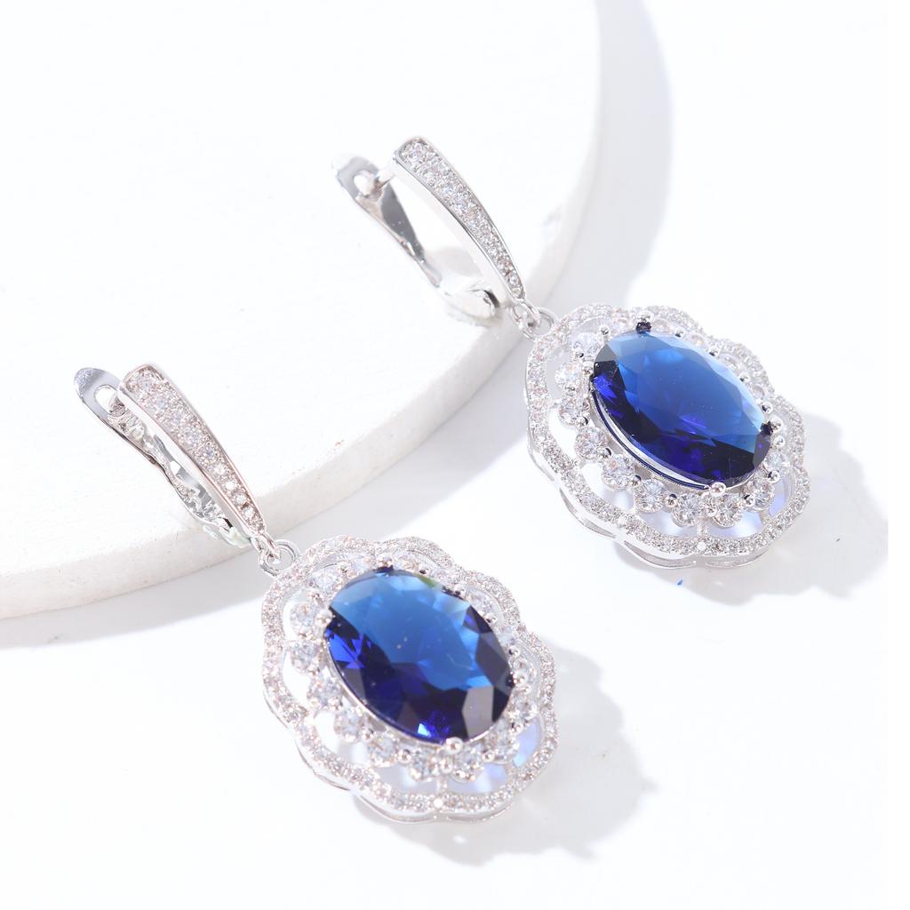 Elegant Princess Wedding Engagement Necklace hoop gold new in dangle Earrings for women Jewelry Sets rhinestones Color CZ