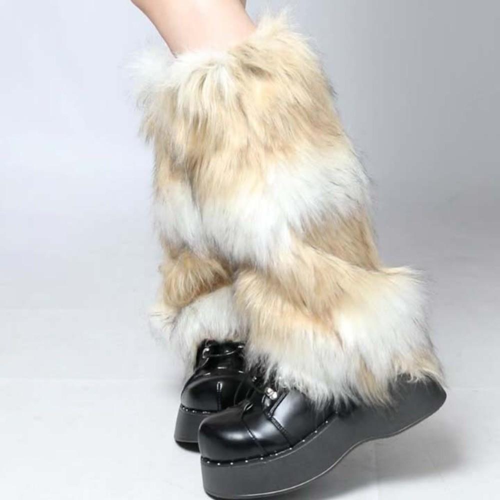 Thickened Furry Leg Warmers Faux Fur Long Tube Sock Kawaii Lolita Boots Cover Autumn/Winter