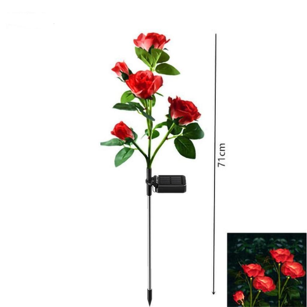 Kolip Solar 5 Heads Rose Lamp Outdoor Waterproof Simulation Rose Flower Lawn Decorative Lamp For Garden Yard Patio Decoration