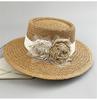 202601-shi ins chic summer Burnt handmade roses designer style paper grass lady fedoras cap women leisure panama jazz hats