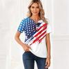 Women's T Shirt Independence Day Print Button Short Sleeve Daily Weekend Fashion Basic V- Neck Regular Top