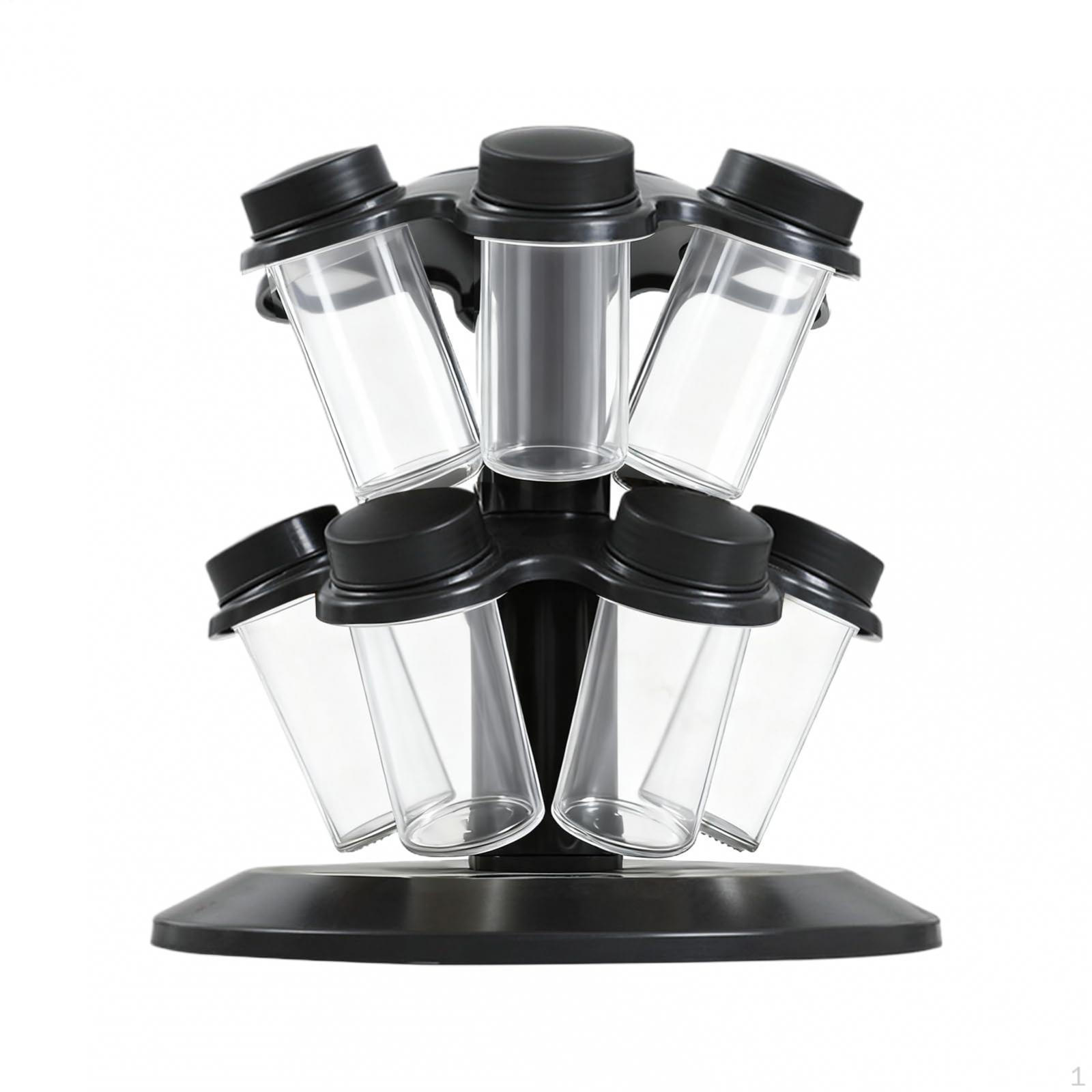 

Revolving Spice Rack Holder Shelf Space Saving Easy Access Convenient Decorative with Empty Jars Two