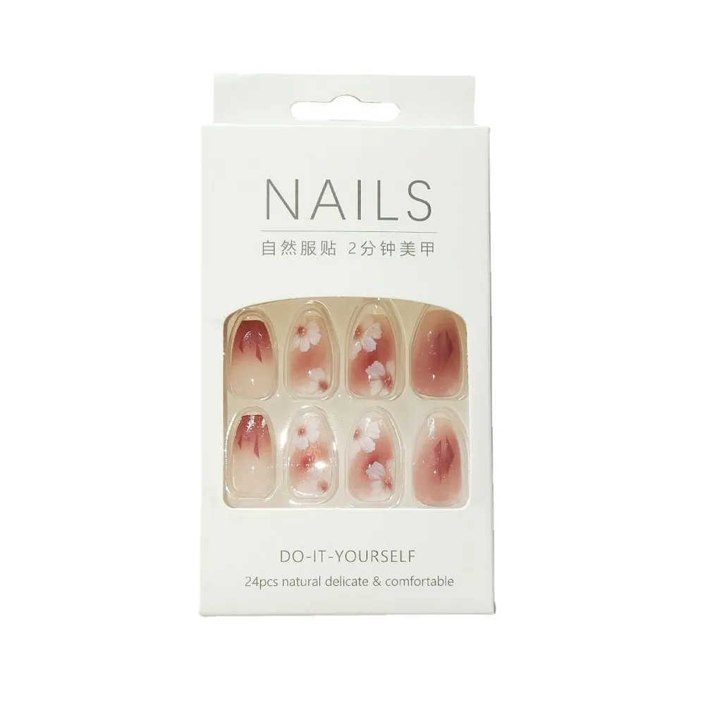 Detachable Press On Nails Set French Style Pattern with Liquid Adhesive Included Reusable False Nail Tips for Easy Application and Removal