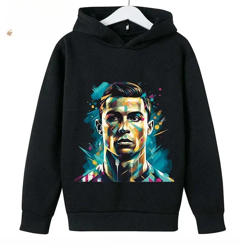 Frühling Herbst Lässiger Kinder-Hoodie Sport-Sweatshirt für Jungen und Mädchen Ronaldo Aufdruck Mode Kinder Pullover Top