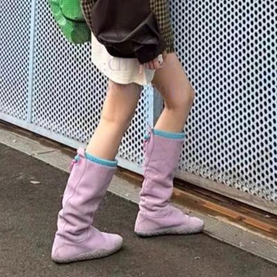 Flache Plateau Schneehohe Stiefel Damen Pelz Baumwollschuhe Wildleder Frau Winterstiefel Plüsch WarmMarke Designer Trend Lässig Botas Mujer