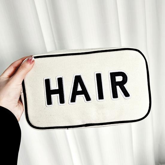 Large Capacity Cosmetic Bag Letter Print Handheld Cleansing Bag Lotion Eye Shadow Brushes Storage Bag