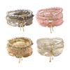 1 Set Bohemian Beaded Bracelets for Women Bow Knot Charm Holiday Bracelets Stackable Stretch Bracelets for Beach Summer Vacation Party