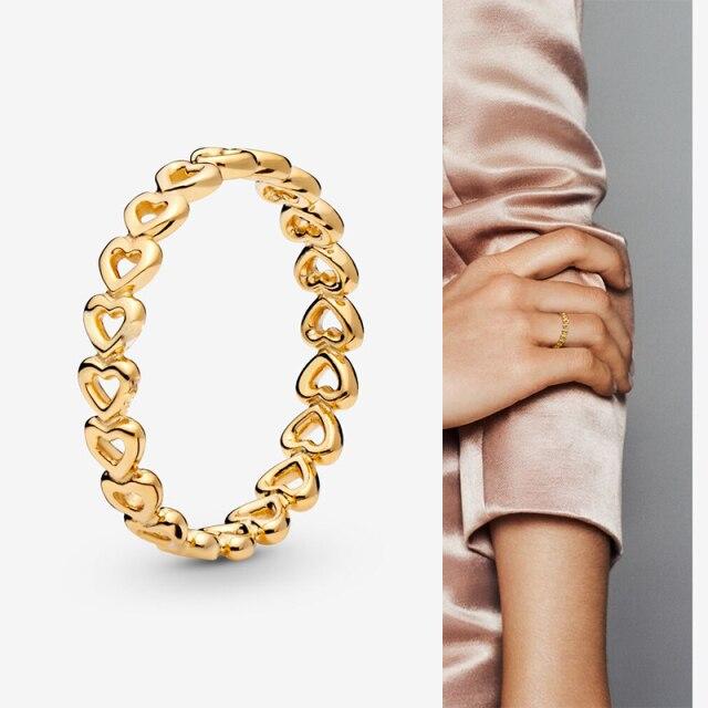 Inel cu tigaie din argint 925, inel romantic în formă de inimă scobit, tricolor, pentru femei, bijuterii de modă pentru petrecerea de nuntă