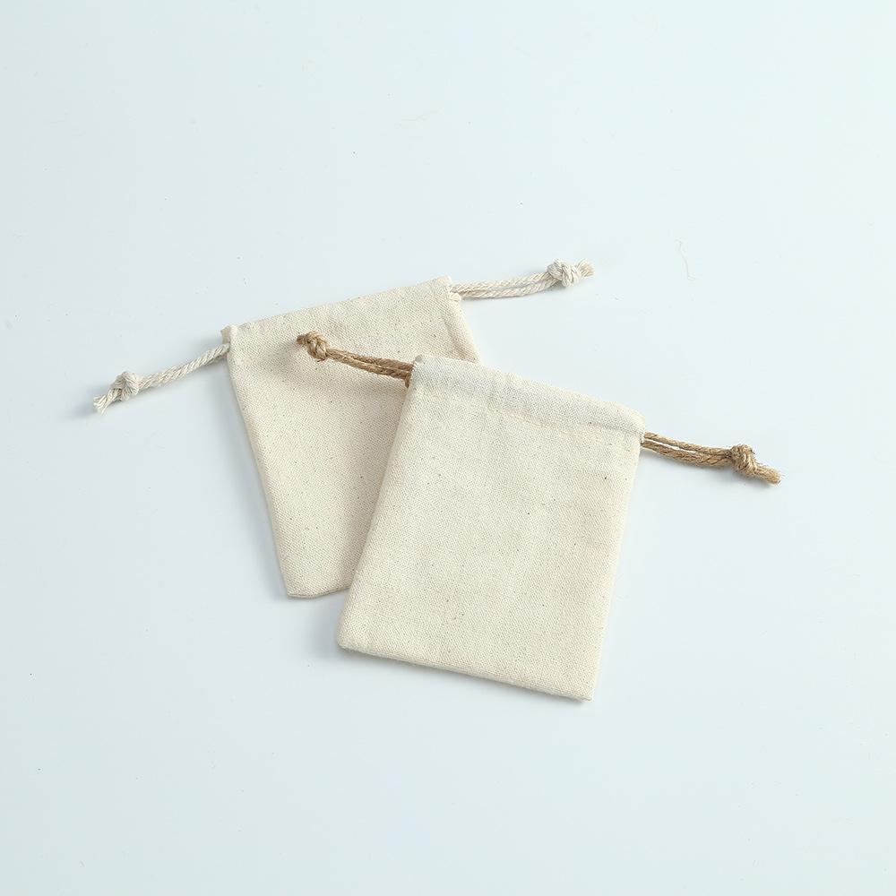 2‑Pack Cotton Linen Jewelry Storage Drawstring Pouch, Small Sundries Organizer Bag