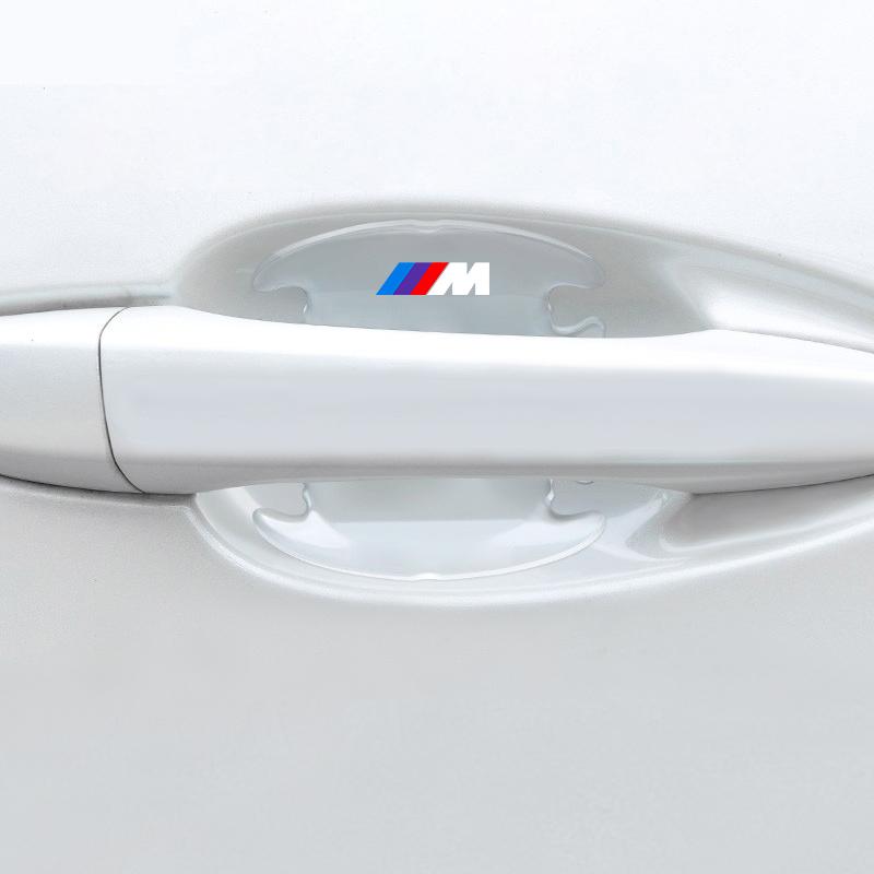 4Pcs M LOGO Car Door Handle Protector Sticker Auto Styling For BMW X7 X3 X4 X5 X6 3 4 5 6 7 Series Z4 M M3 M5 M6 E38 E39 E46 E53 E60 E61 E64 E70