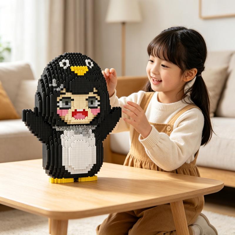 Red Penguin Building Blocks: Educational Toy for Cross-Border Animal Series Puzzles