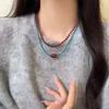 Natural red agate necklace, Xiaomi bead collarbone chain, Bohemian bead necklace, jewelry, double-layer layered necklace