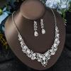 Set of Bridal Crystal Accessories - Necklace, Earrings. Two-piece Wedding Dress. Women's Style.