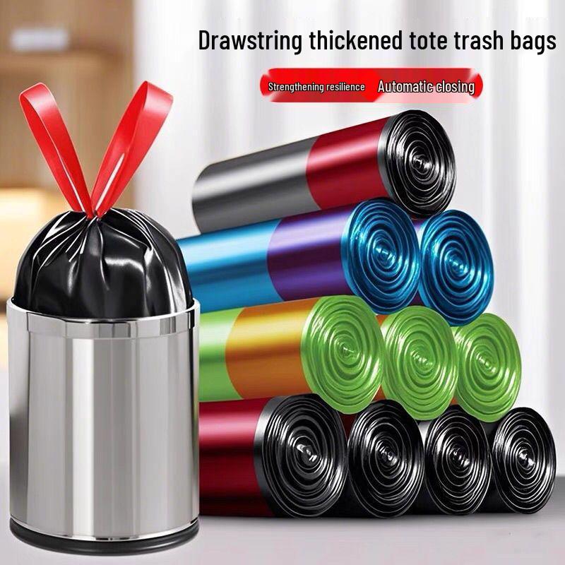 Extra Thick Durable Black Drawstring Trash Bags for Kitchen & Dorm - Large Size, Upgraded Model