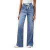 Women's Wide Leg Jeans High Waisted Stretchy Straight Leg Baggy Drawstring  Denim Pants
