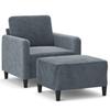 Armchair with Footstool Dark Grey 60 cm Velvet