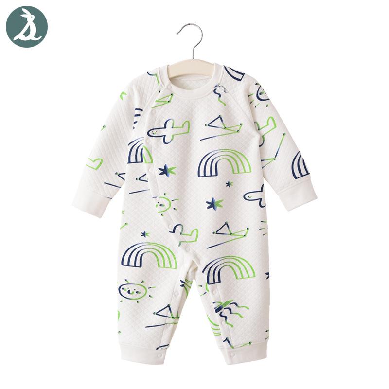 Newborn Baby Autumn and Winter Pajamas: Padded Romper and Crawling Clothes