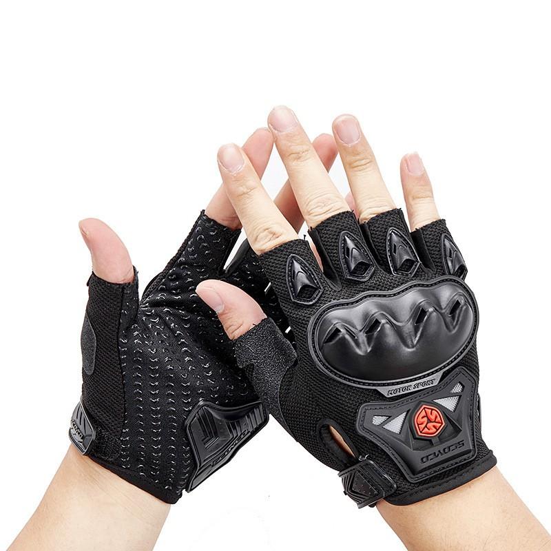 Scoyco MC29D Half-Finger Motorcycle Gloves Summer Riding Breathable Knit Protective Gear In Red Blue Black Green M L XL