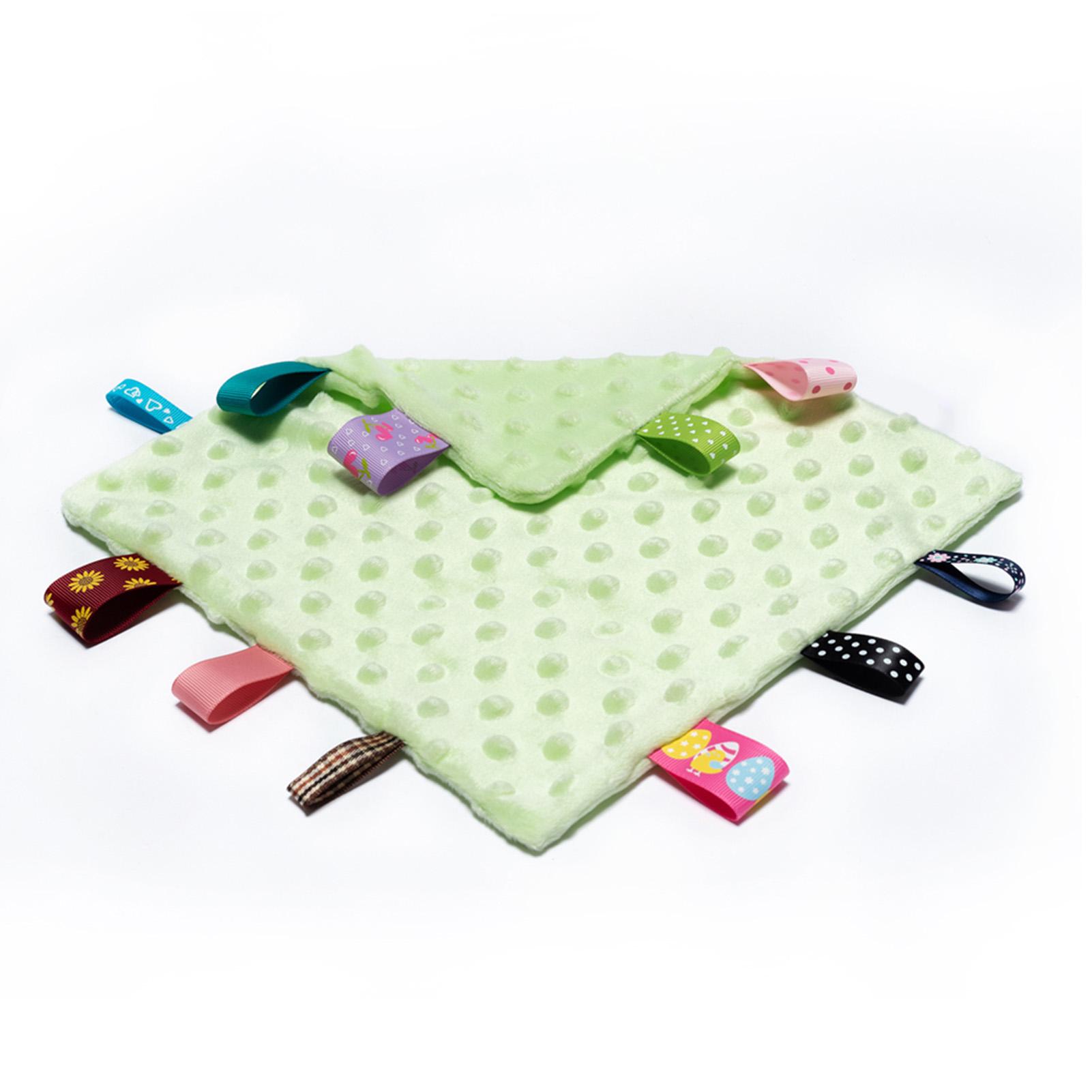 

Полотенце для успокоения младенцев, удобное детское защитное одеяло с цветными бирками, мягкое плюшевое одеяло Green