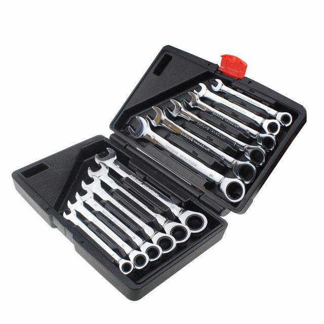 12PCS/Set Multifunctional Wrench Fixed Ratchet Quick Wrench Set Hardware Kit 72 Teeth 180 Degree Rotation