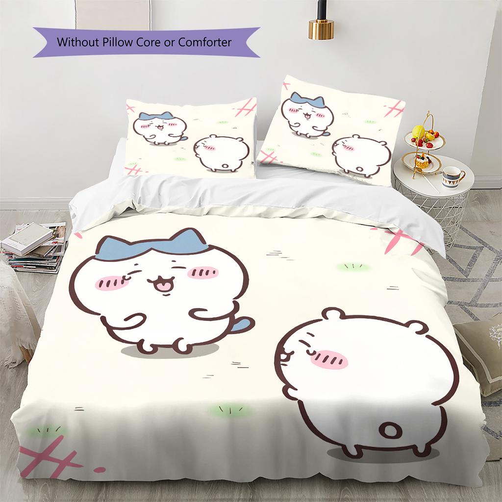 Chiikawa Pattern Bedding Quilt Set Home Decoration Gift (1 * Duvet Cover + 2 * Pillowcase Without Core)