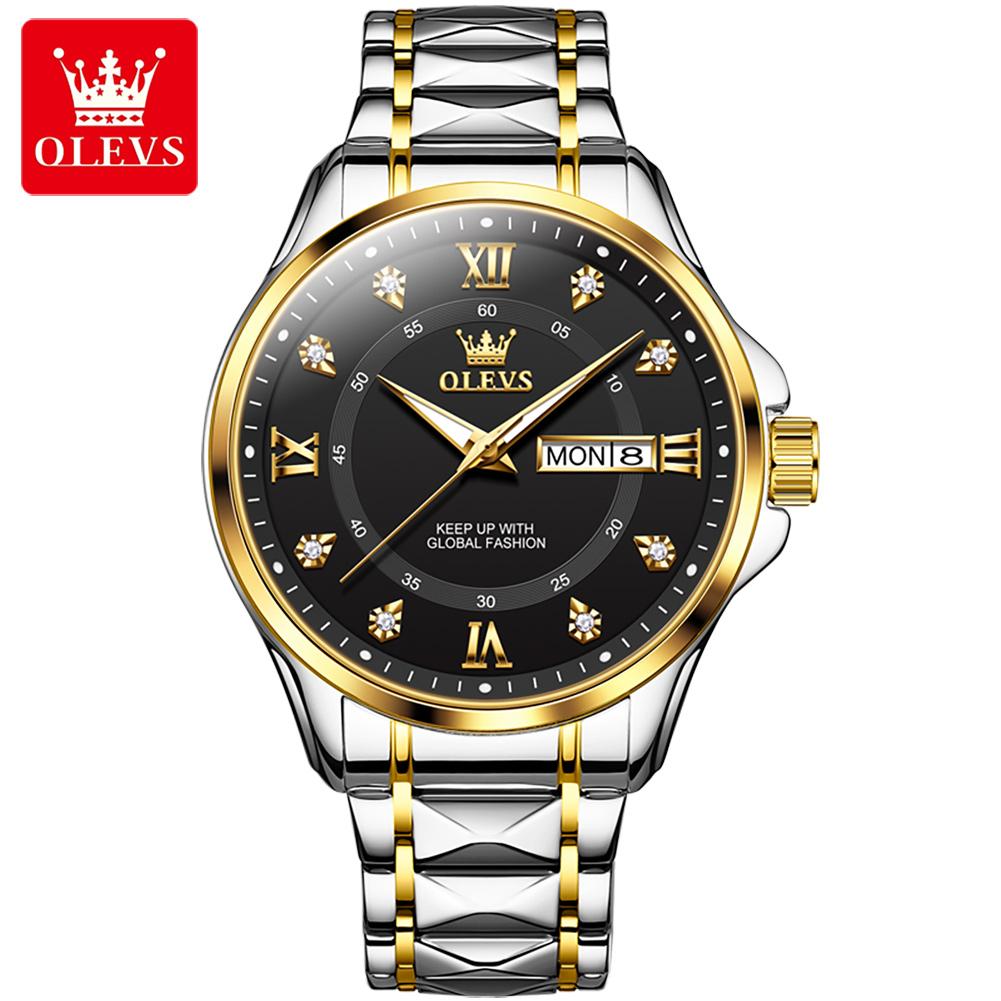 OLEVS Brand Watch Fashion Casual Steel Strip Double Calendar Quartz Watch Waterproof Men's Watch 2906