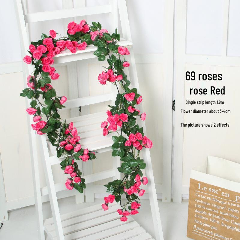 Artificial Rose Flower Vine for Indoor Decoration: Ceiling Hanging & Living Room Decor