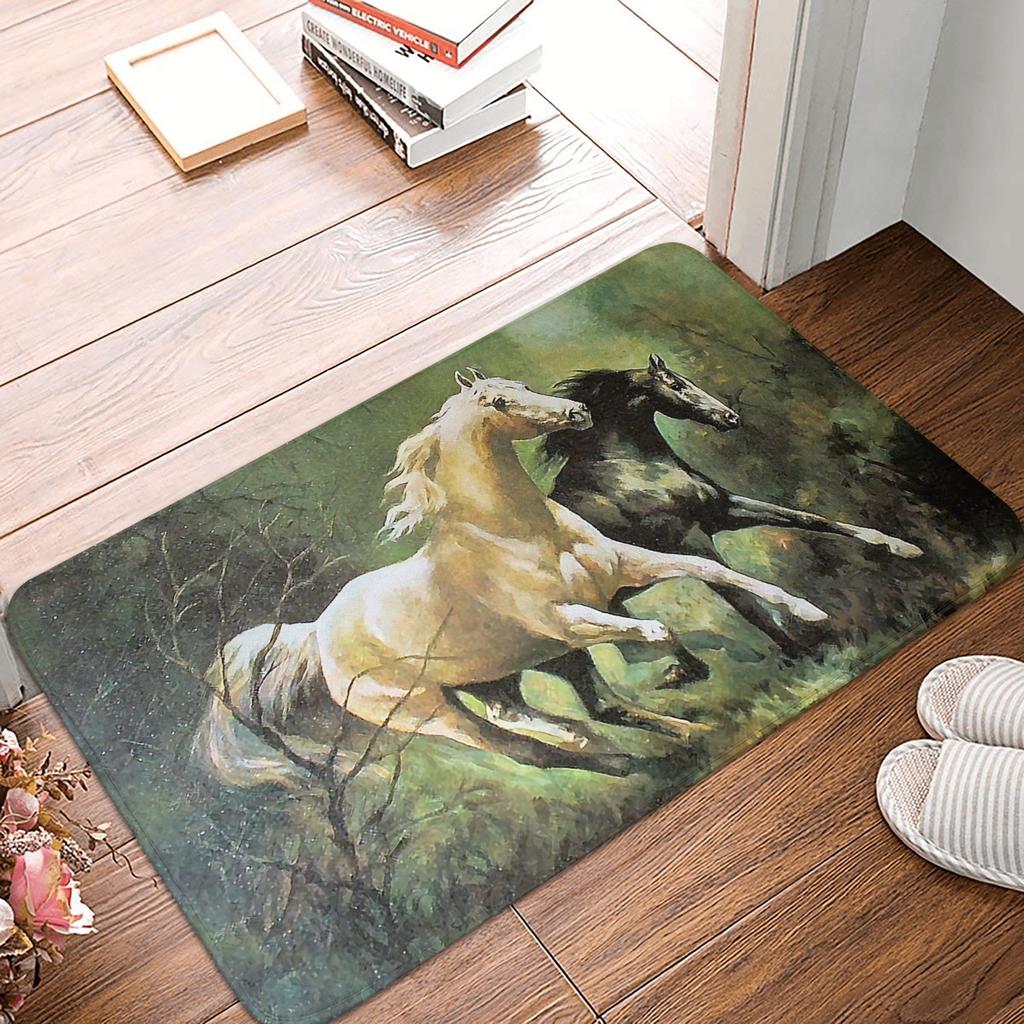 Horse Floor Door Kitchen Bathroom Mats Anti-Slip Outdoor Animal Doormat Living Room Entrance Rug Carpet Footpad