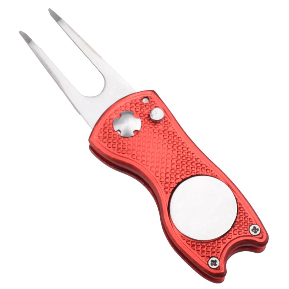 Metal Foldable Golf Divot Repair Tool With Golf Ball Marker